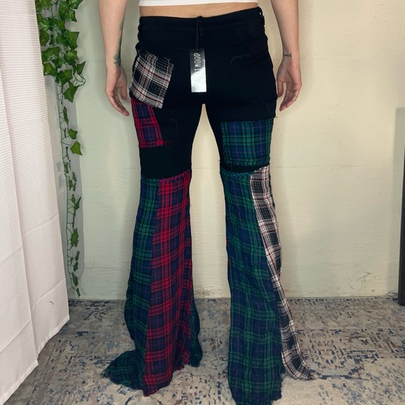 Plaid Patchwork Flare Pants - Picture 3 of 9